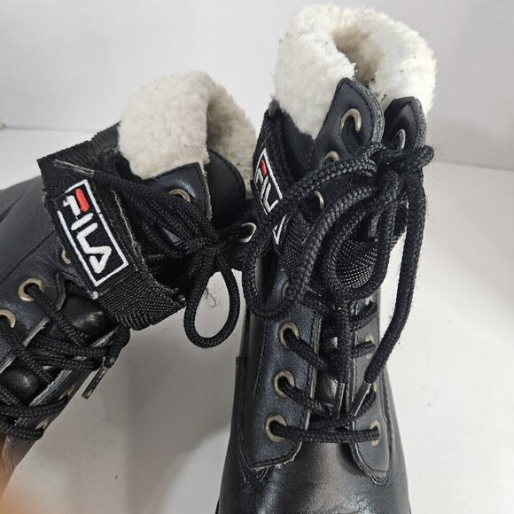 Fila Women's Disruptor Moto Biker Boots Black Leather Combat Style Size 9.5 - Picture 3 of 7